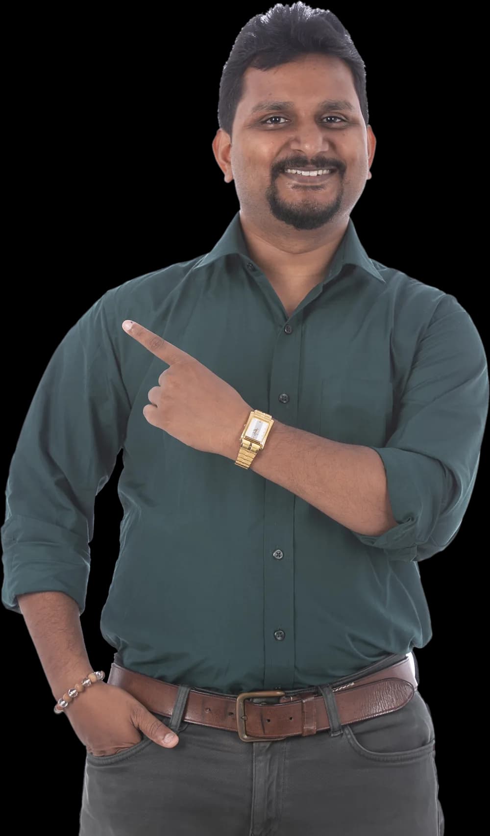 Aamar Srivastava pointing to the registration form